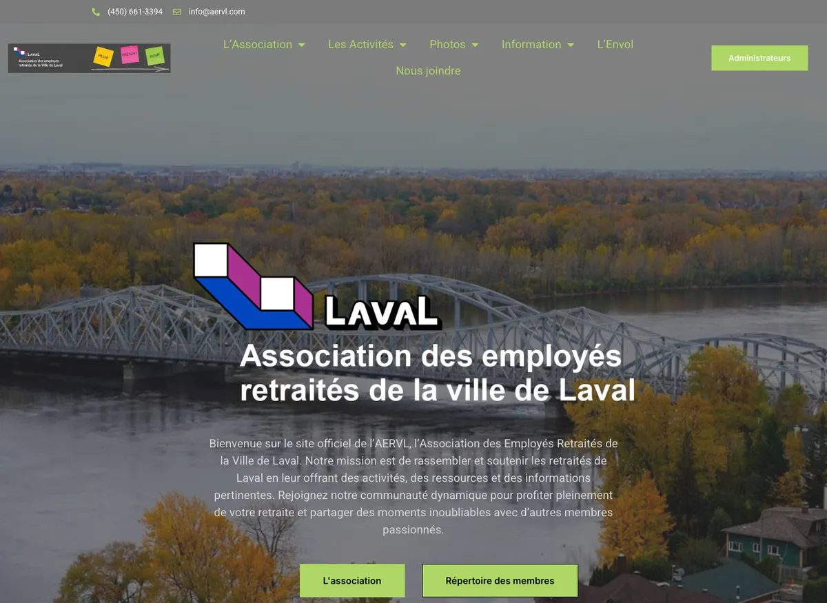 Aperçu du site de AERVL