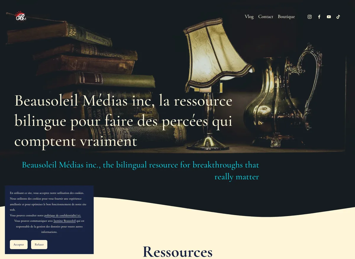 Aperçu du site de Beausoleil Médias