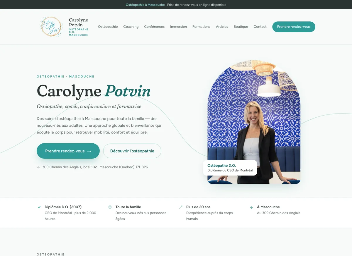 Aperçu du site de Carolyne Potvin