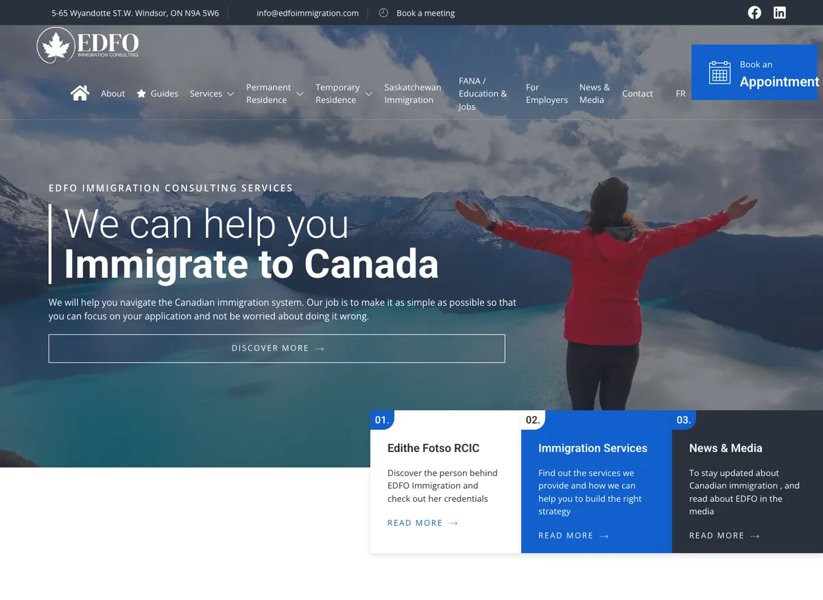 Aperçu du site de EDFO Immigration