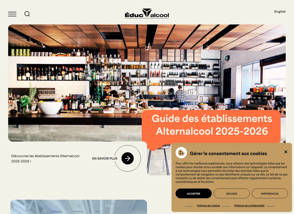 Aperçu du site de Éduc’alcool