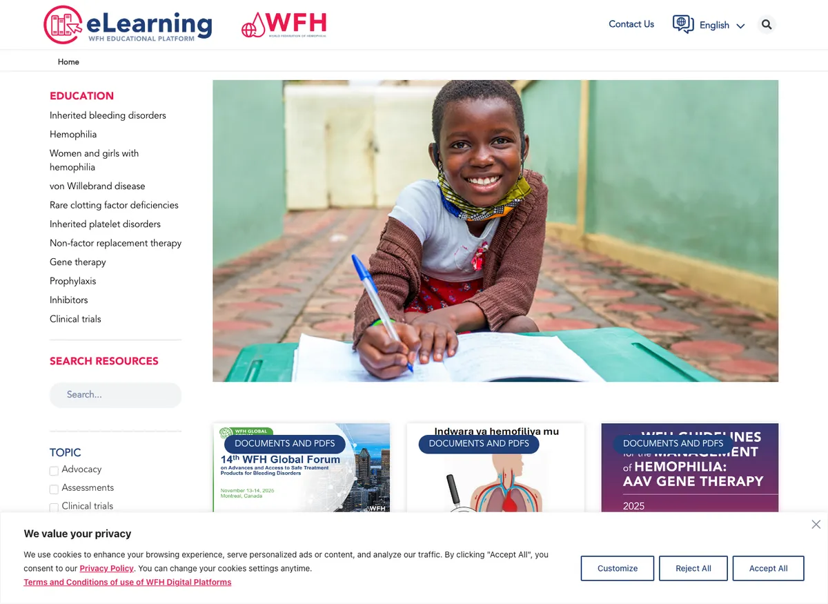 Aperçu du site de WFH eLearning