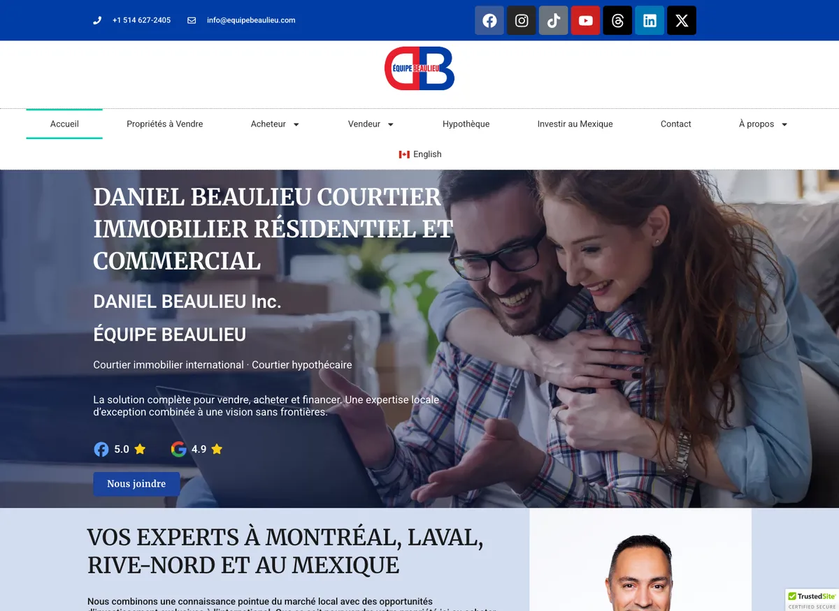 Aperçu du site de Équipe Beaulieu