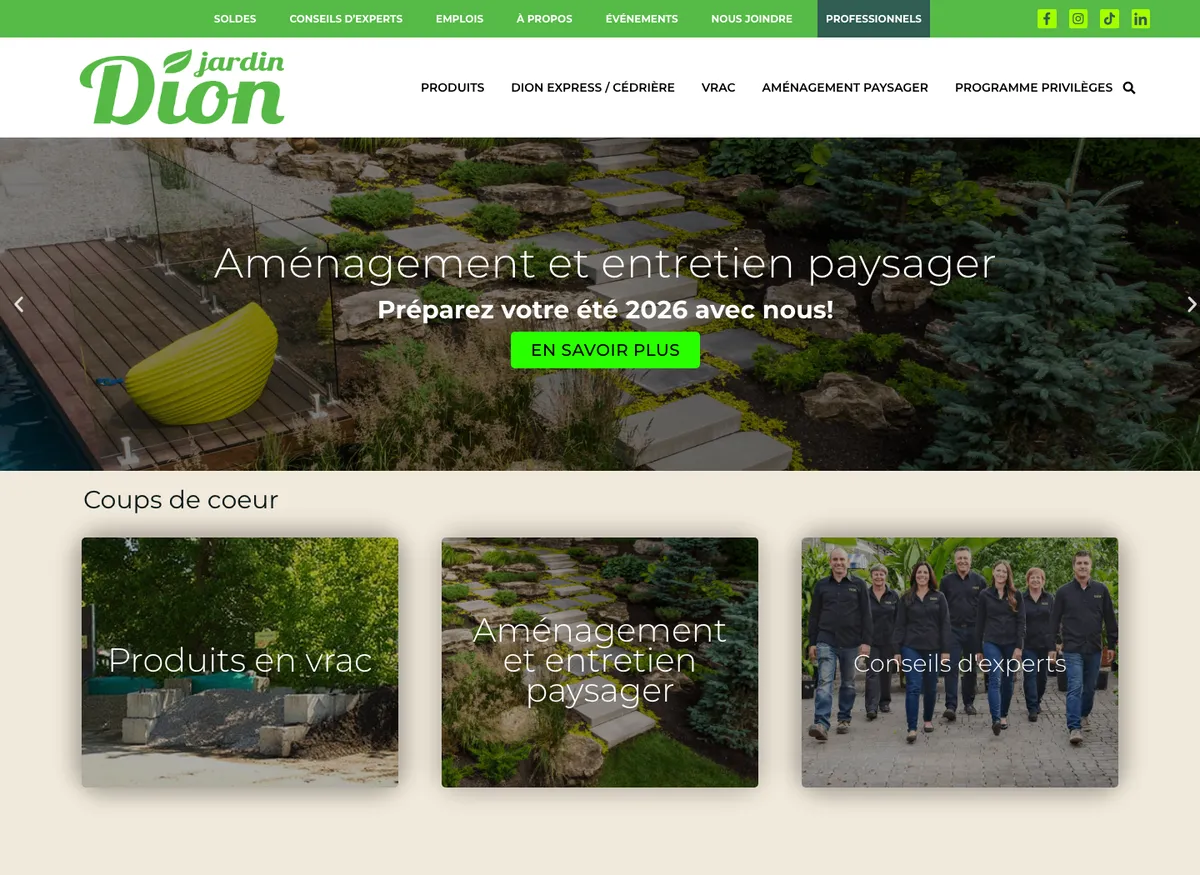 Aperçu du site de Jardin Dion
