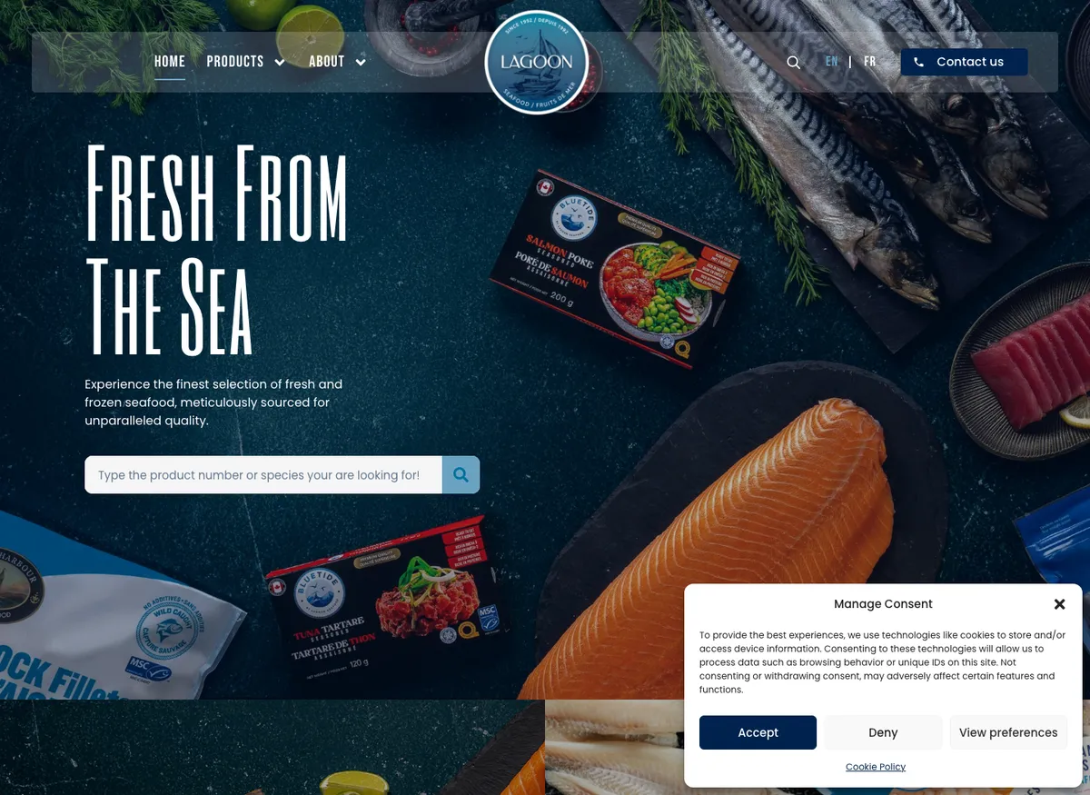Aperçu du site de Lagoon Seafood