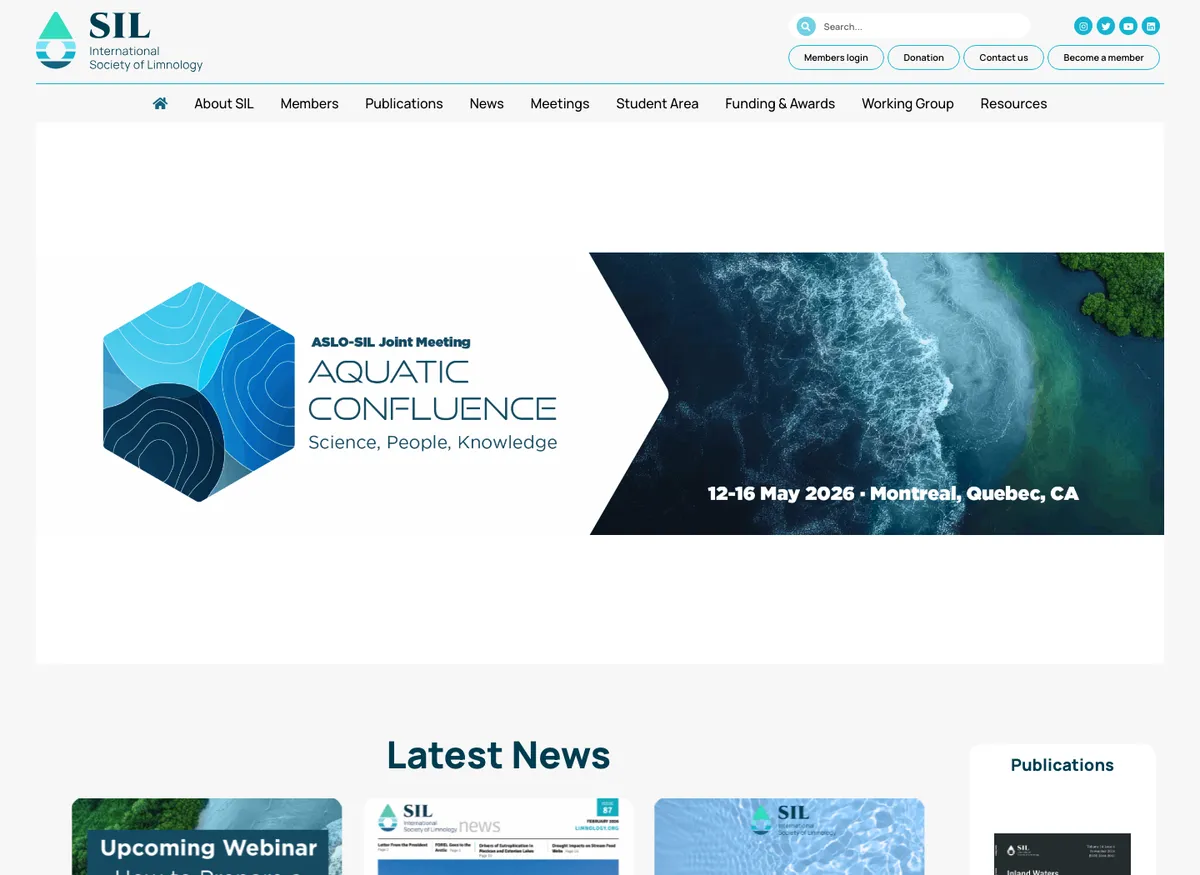Aperçu du site de Association for the Sciences of Limnology and Oceanography