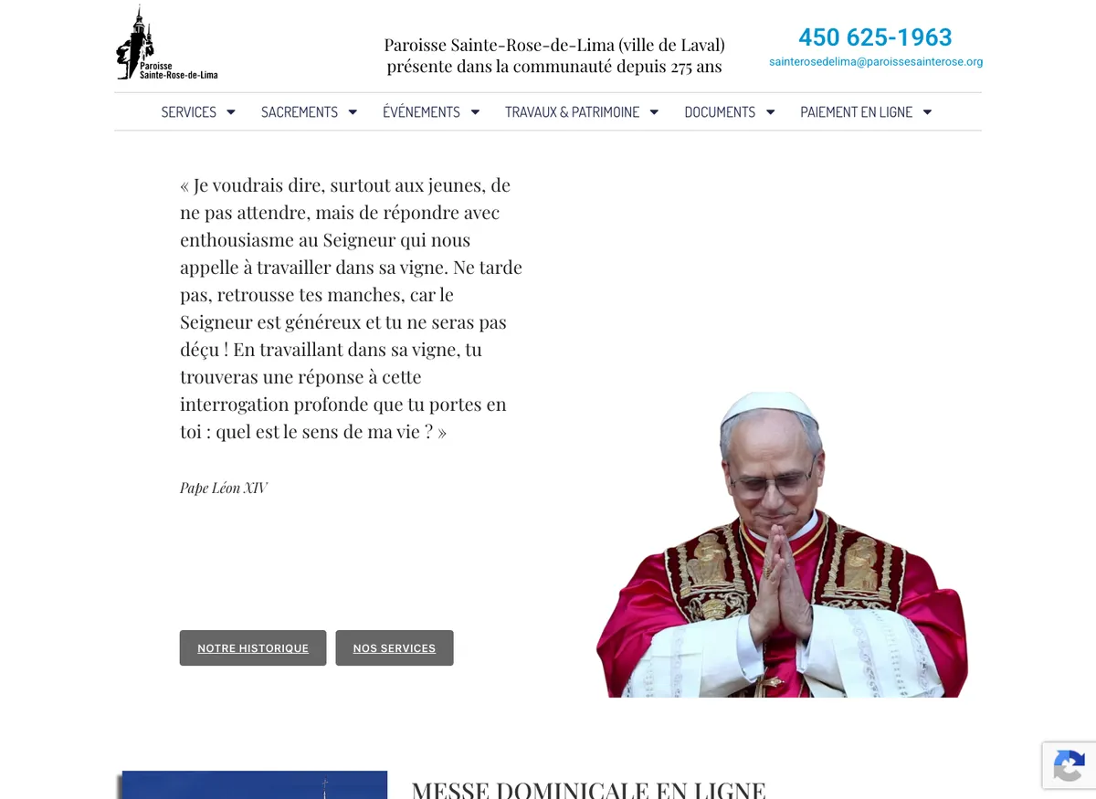 Aperçu du site de Paroisse Sainte-Rose